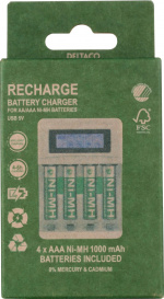 DELTACO Ultimate Ni-Mh USB laddare med 4 x AAA batterier DELTACO Ultimate Ni-Mh USB laddare med 4 x AAA batterier