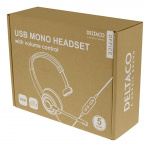 DELTACO Office USB mono headset, volume control, noise reducing mic