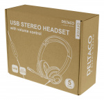 DELTACO Office USB stereo headset, volume control, noise reducing mic
