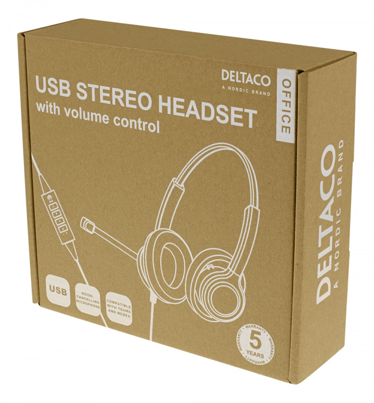DELTACO Office USB stereo headset, Teams and Webex compatible, volume DELTACO Office USB stereo headset, Teams and Webex compatible, volume