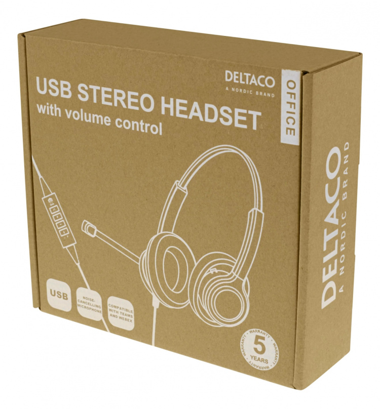 DELTACO Office USB stereo headset, Teams and Webex compatible, volume DELTACO Office USB stereo headset, Teams and Webex compatible, volume
