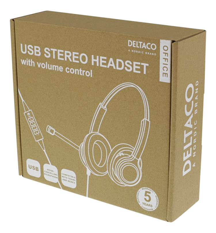 DELTACO Office USB stereo headset, Teams and Webex compatible, volume DELTACO Office USB stereo headset, Teams and Webex compatible, volume