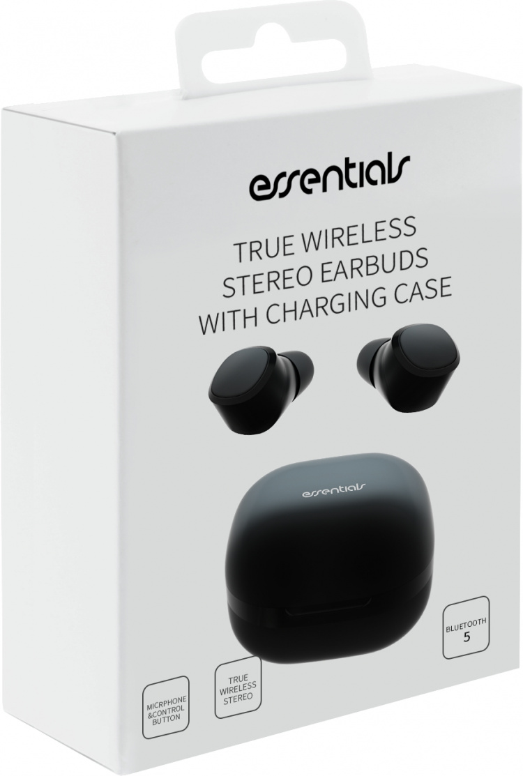 Essentials True Wireless Stereo in-ear, IPX6, dual earbuds, Sort