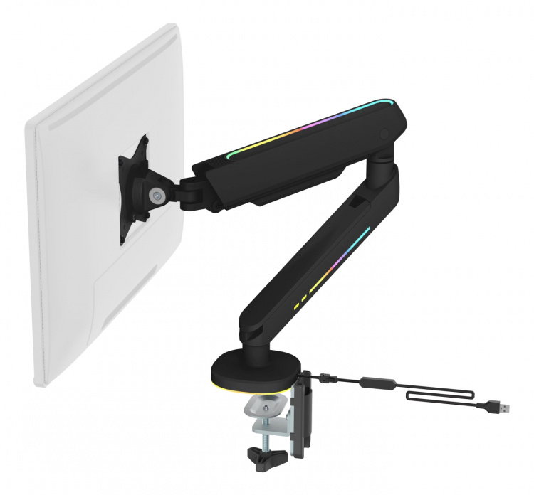 DELTACO GAMING Premium RGB Single monitor arm, remote controller,black