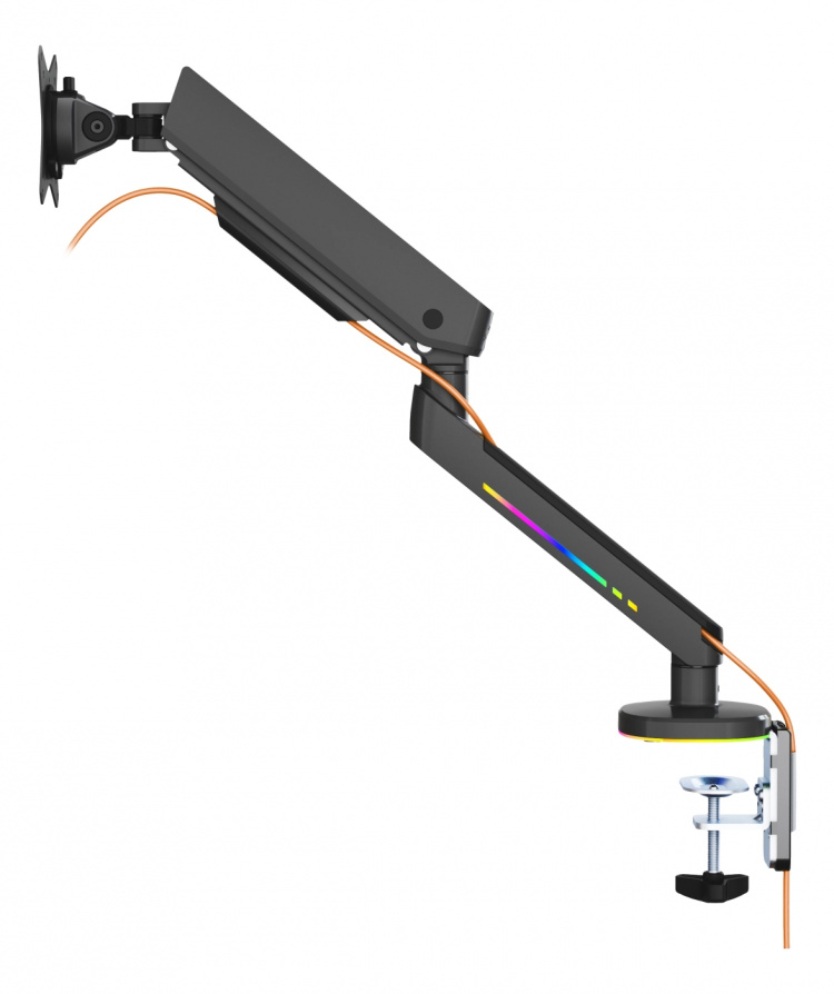 DELTACO GAMING Premium RGB Single monitor arm, remote controller,black