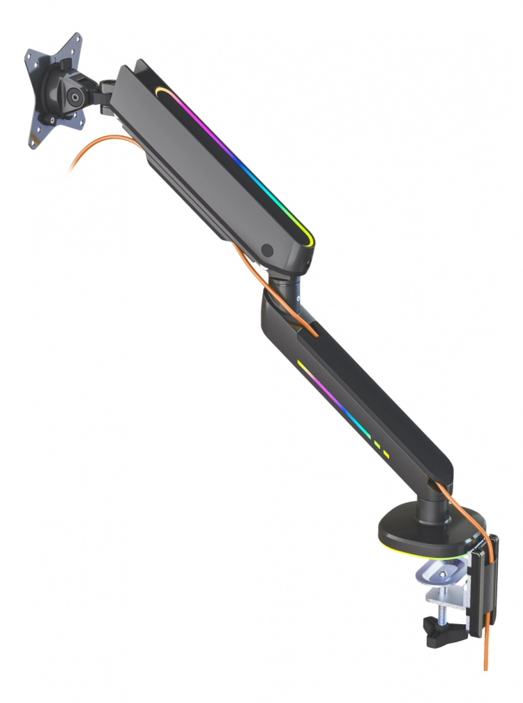 DELTACO GAMING Premium RGB Single monitor arm, remote controller,black