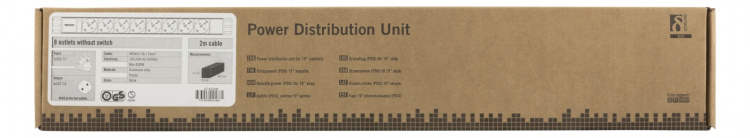 DELTACO Grenuttag, 8xCEE 7/4, 1xCEE 7/7, 2m kabel, White