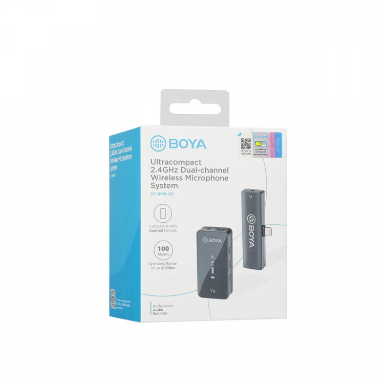 BOYA Trådløs mikrofon x1 BY-XM6-S5 USB-C BOYA Trådløs mikrofon x1 BY-XM6-S5 USB-C
