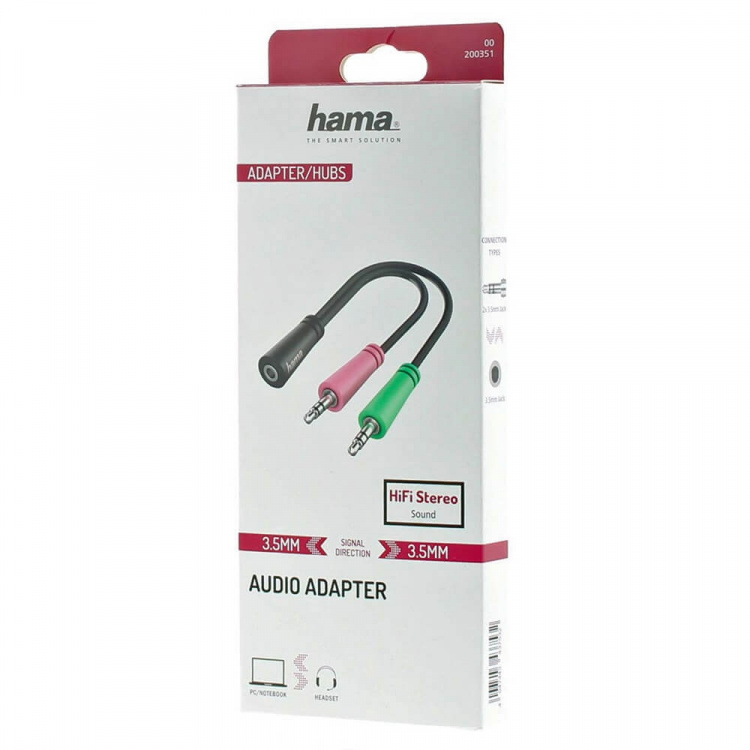Hama Adapter Audio 3.5 Hun til 2x 3.5 Han