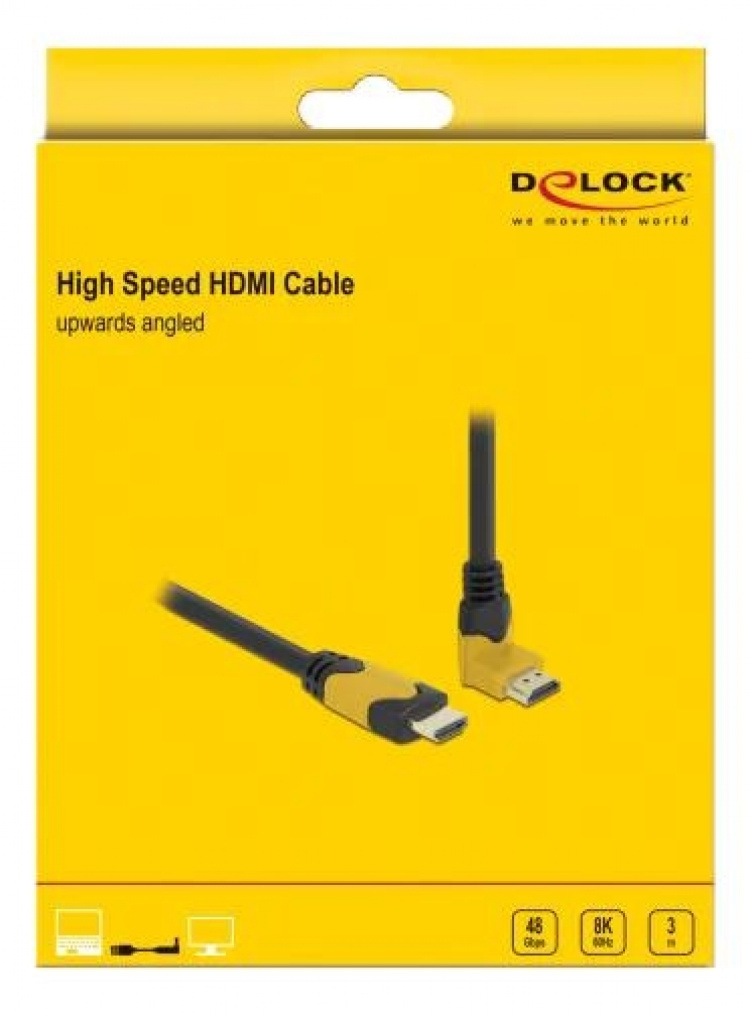 Delock High Speed HDMI cable male straight to male 90° upwards angled