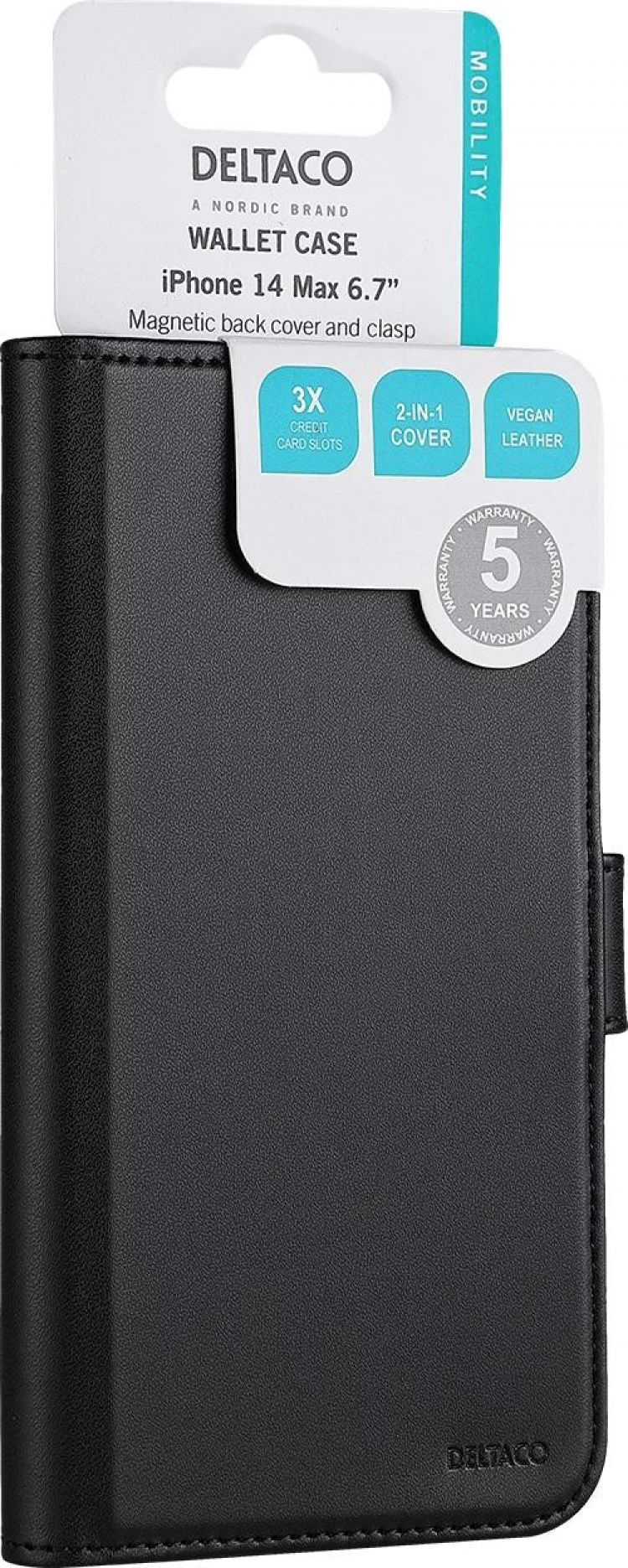 DELTACO iPhone 14 Pro Max wallet case 2-in-1, magnetic back cover