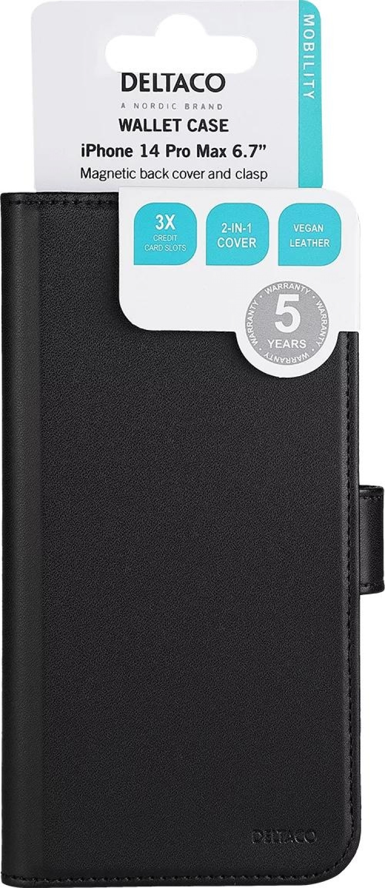 DELTACO iPhone 14 Pro Max wallet case 2-in-1, magnetic back cover