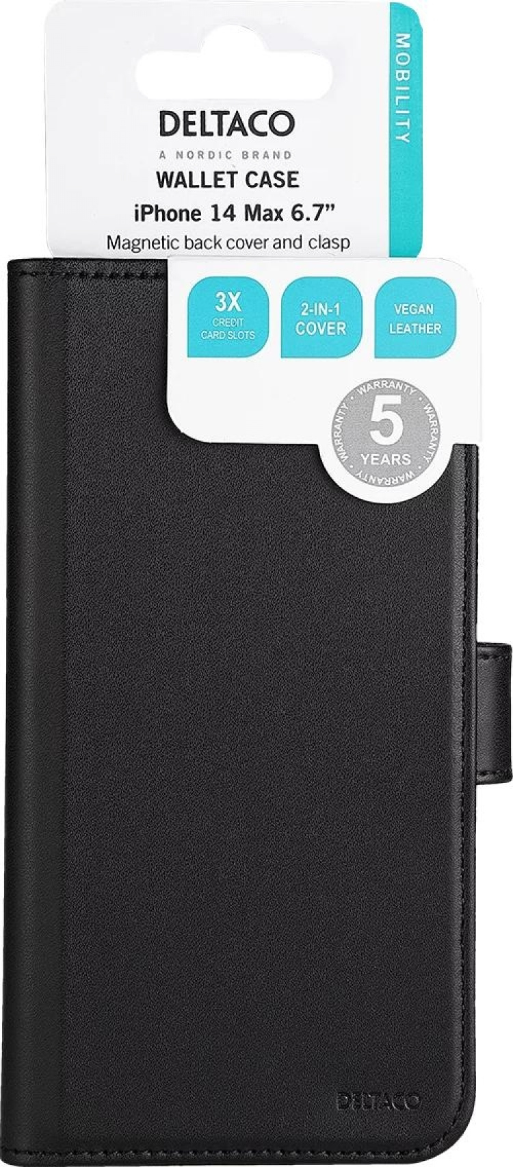 DELTACO iPhone 14 Pro Max wallet case 2-in-1, magnetic back cover