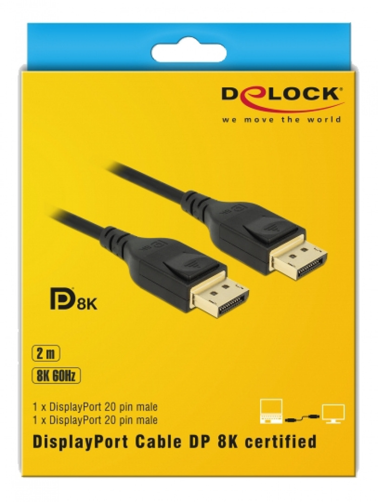 DisplayPort cable 8K 60 Hz 2m DP 8K certified