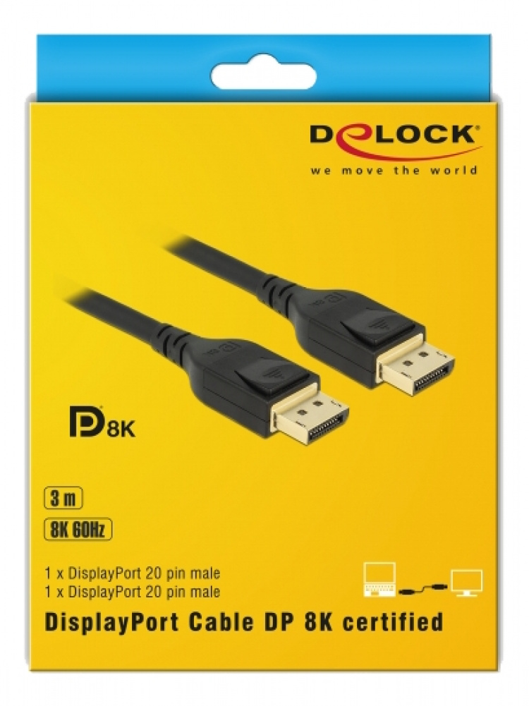 DisplayPort cable 8K 60 Hz 3m DP 8K certified DisplayPort cable 8K 60 Hz 3m DP 8K certified