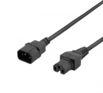 DELTACO extension cord IEC C15 - IEC C14, 1m, black