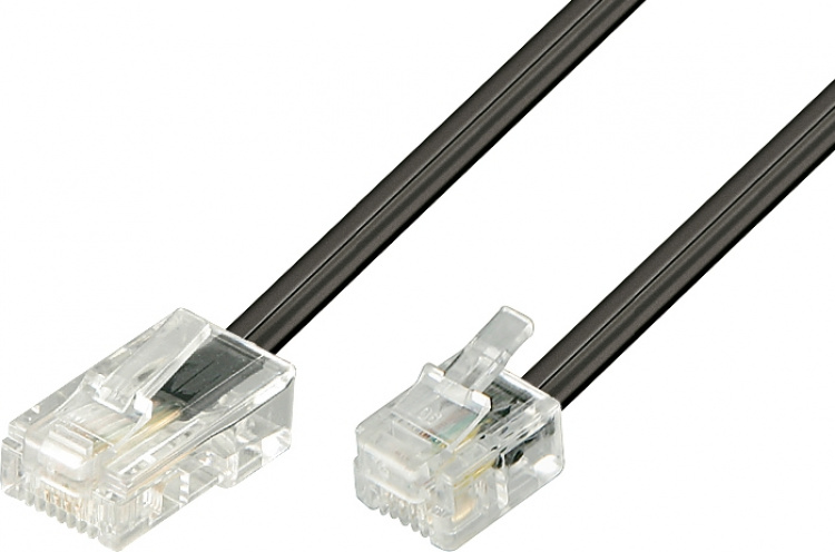 DELTACO modulkabel, 8P4C(RJ45) til 6P4C(RJ11), 3m, sort