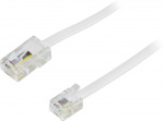 DELTACO modulkabel, 8P4C(RJ45) til 6P4C(RJ11), 5m, hvid