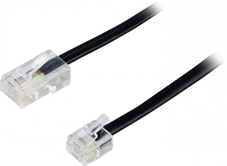 DELTACO modulkabel, 8P4C(RJ45) til 6P4C(RJ11), 5m, sort