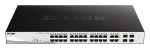 D-Link netværksswitch, Layer 2, 10/100/1000Mbps, 24xRJ45, 4xSFP, PoE,
