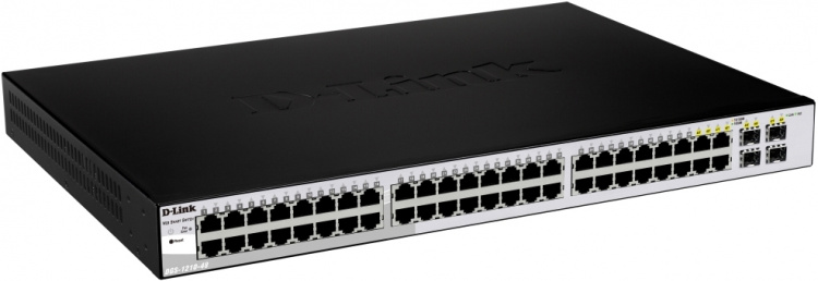 D-Link netværksswitch, Layer 2, 10/100/1000Mbps, 44xRJ45, 4xSFP, meta