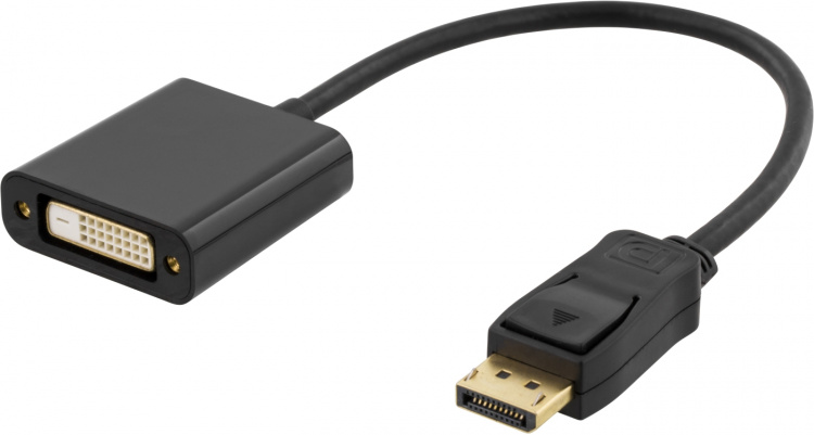 DELTACO DisplayPort till DVI-D singlelink adapter, 0,2m, ha-ho, svart