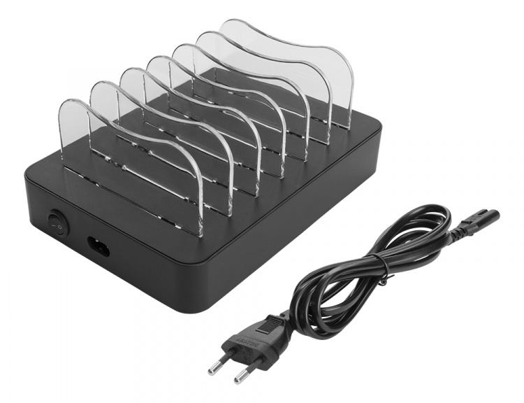 DELTACO USB charging station 5x USB-A, 1x USB-C PD, total 50 W, black DELTACO USB charging station 5x USB-A, 1x USB-C PD, total 50 W, black