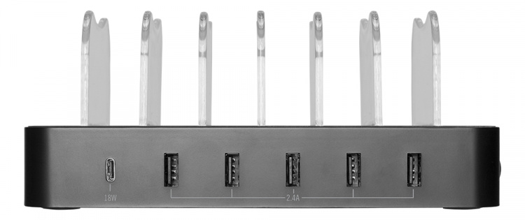 DELTACO USB charging station 5x USB-A, 1x USB-C PD, total 50 W, black DELTACO USB charging station 5x USB-A, 1x USB-C PD, total 50 W, black