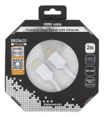 DELTACO PRIME HDMI kabel, HDMI High Speed with Ethernet, HDMI Type A h