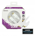 DELTACO fladt HDMI kabel, HDMI High Speed with Ethernet, HDMI Type A h