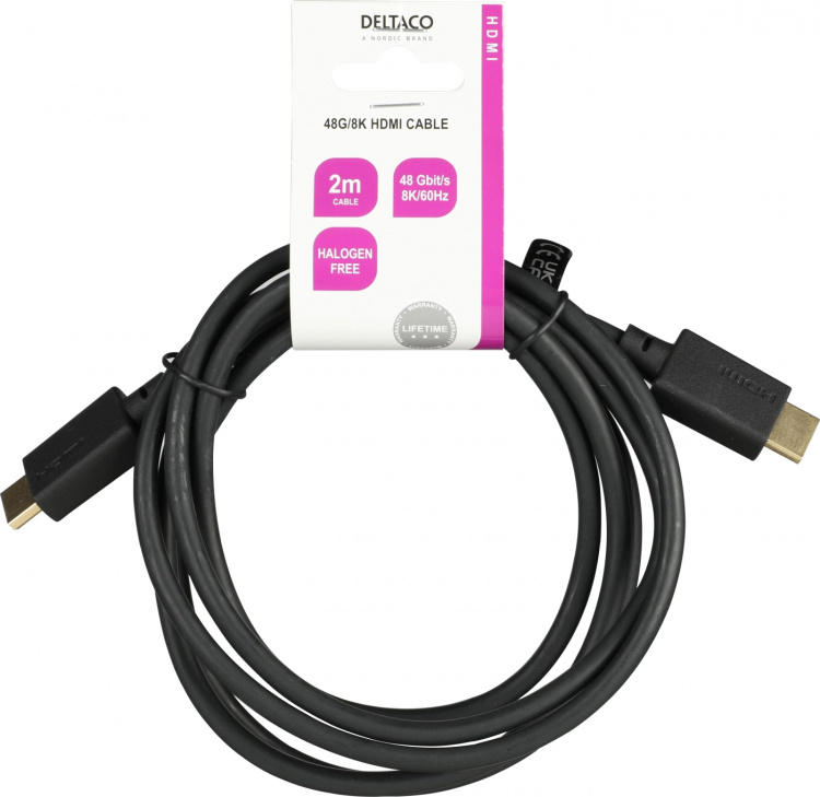 DELTACO ULTRA High Speed HDMI-cable, 48Gbps, 2m, black