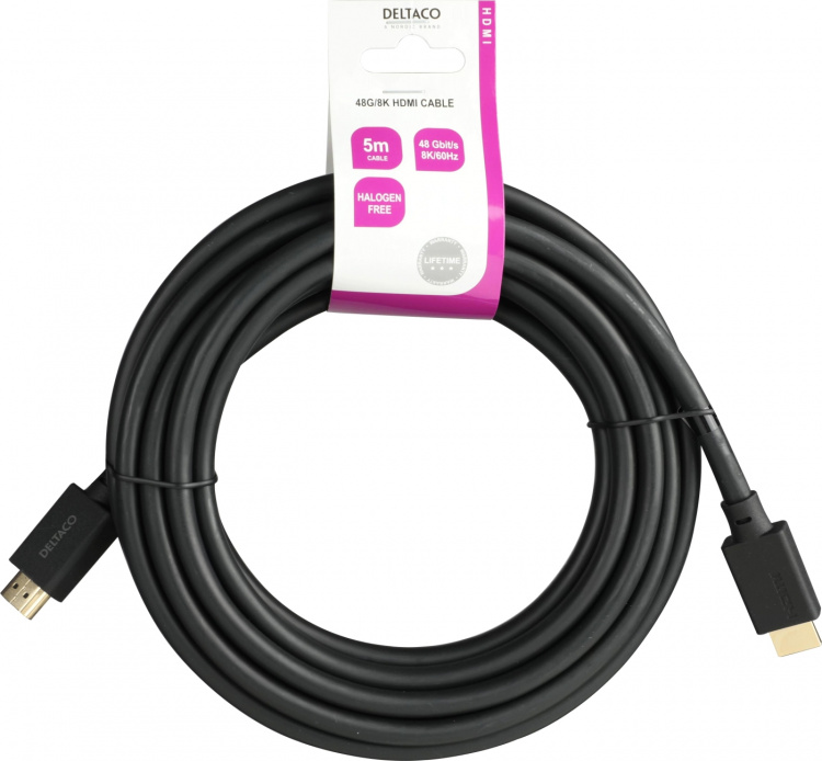 DELTACO ULTRA High Speed HDMI-cable, 48Gbps, 5m, black DELTACO ULTRA High Speed HDMI-cable, 48Gbps, 5m, black