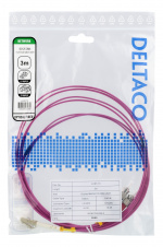 DELTACO Fiber cable, 3m, LC-ST Duplex, 50/125, pink