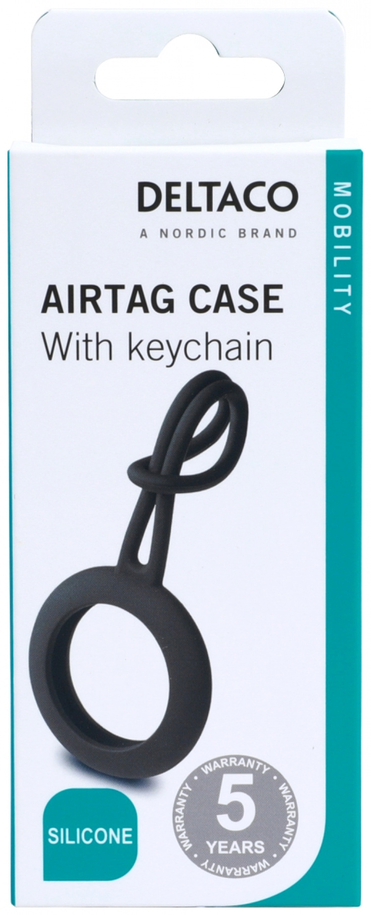 DELTACO Apple AirTag case, Silikon, Svart