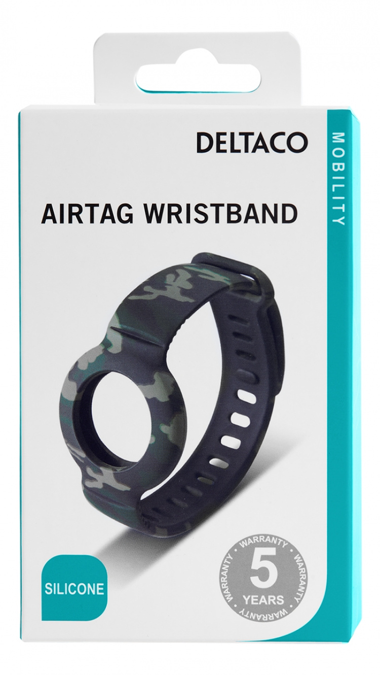 DELTACO Apple AirTag, Silikonarmband, Kamouflage DELTACO Apple AirTag, Silikonarmband, Kamouflage
