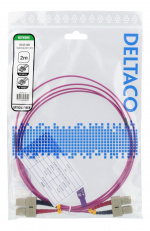 DELTACO Fiber cable, 2m, SC-SC Duplex, 50/125, pink