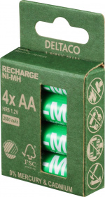 DELTACO laddbara AA-batterier, 2500mAh, 4-pack DELTACO laddbara AA-batterier, 2500mAh, 4-pack