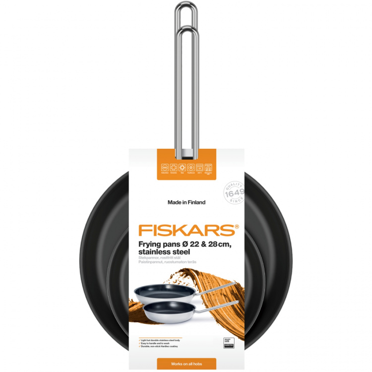 Fiskars Stekpanna 28 + 22 cm rostfritt