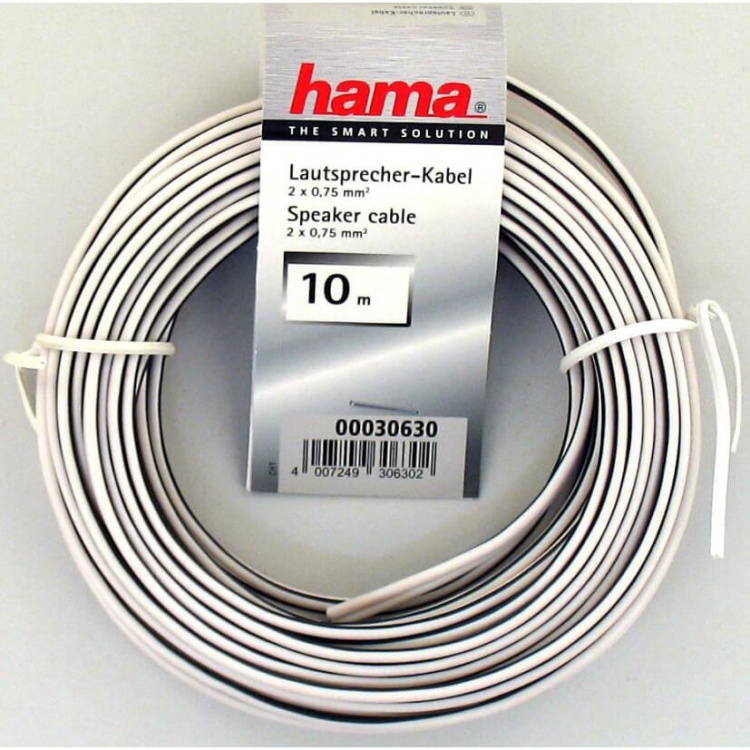 Hama Højttalerkabel 2x0,75mm² 10,0m Hvid