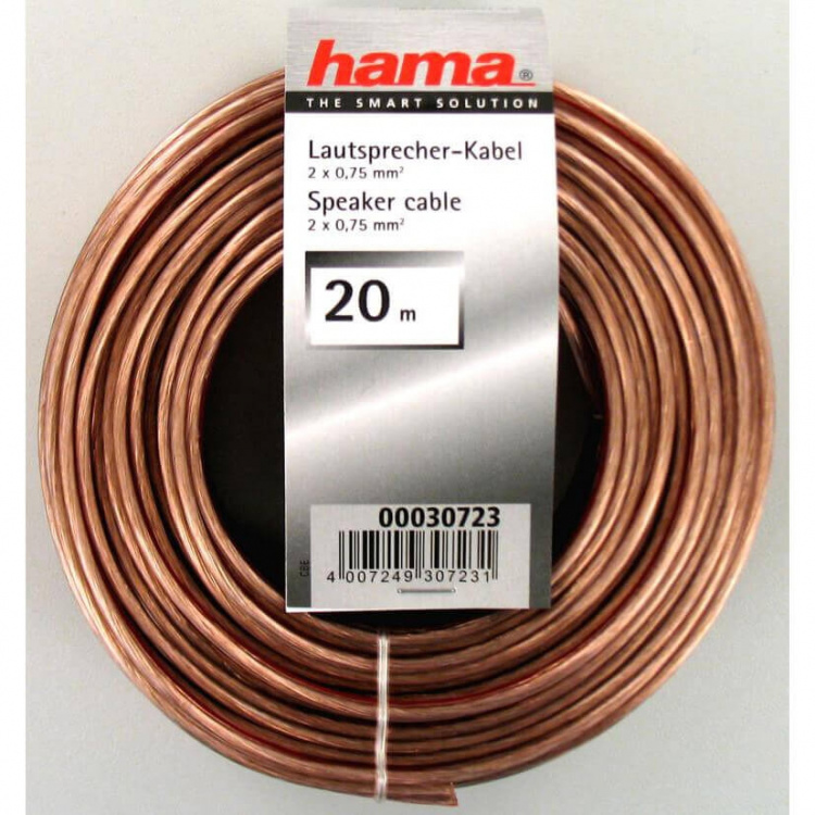 Hama Højttalerkabel 2x0,75mm² 20m Transparent