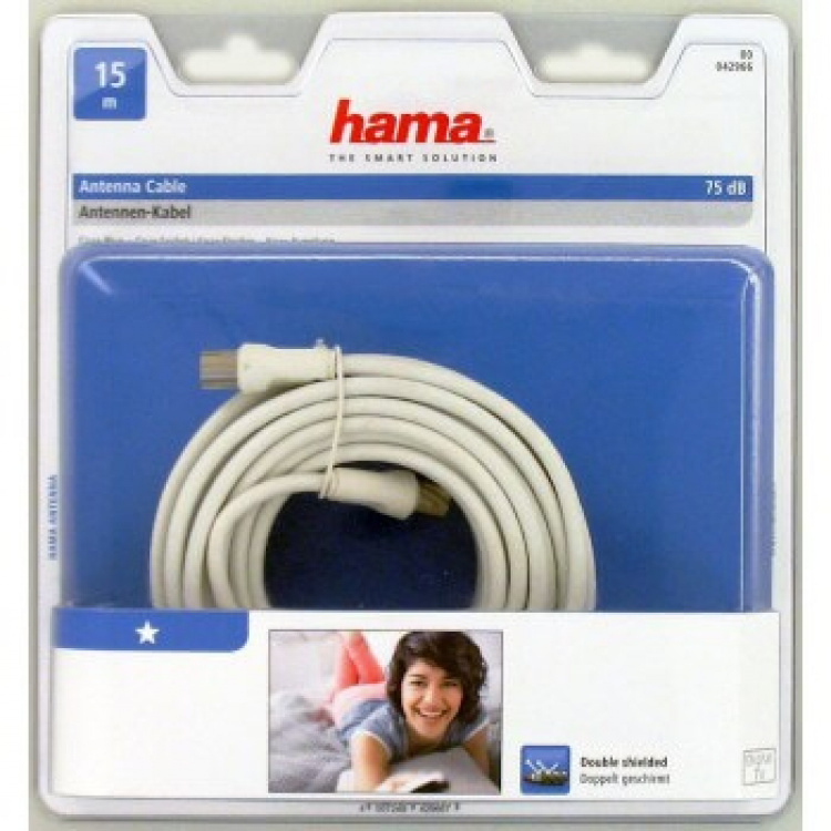 Hama Kabel Antenn 75dB Vit 15m