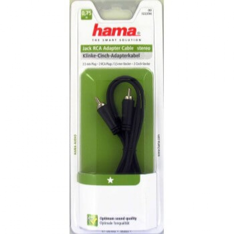 Hama Audio Kabel 3,5mm Jack-2 Phono 0,75m ST