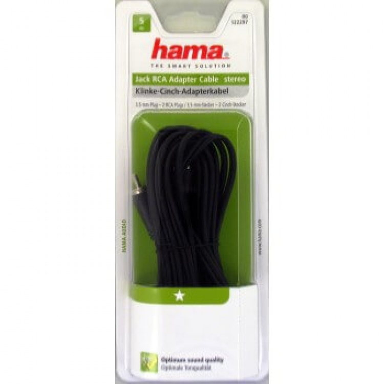 Hama Audio Kabel 3,5mm Jack-2 Phono 5,0m ST