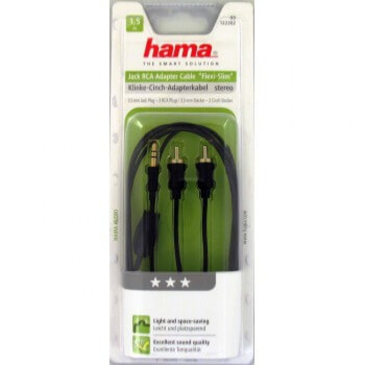 Hama Audio Kabel 3,5mm Jack-2 Phono 1,5m Flexi-Slim TL