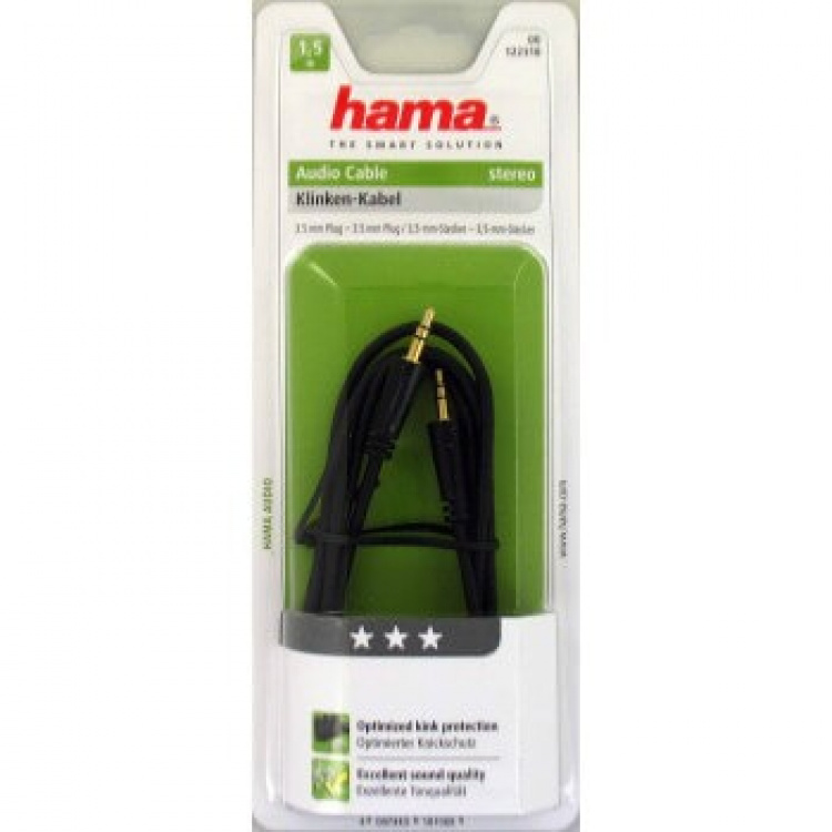 Hama Jack Kabel 3,5mm-3,5mm 1,5m Guldbelagt TL