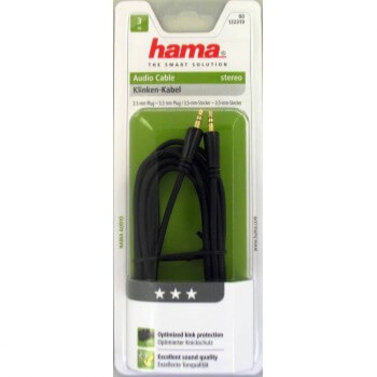 Hama Jack Kabel 3,5mm-3,5mm 3,0m Guldbelagt TL