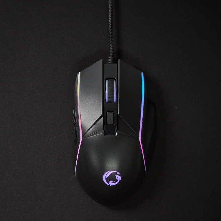 Nedis Gaming Mouse | Kabel | 800 / 1200 / 2400 / 3200 / 4800 / 7200 dpi | Justerbar DPI | Antal knapper: 6 | Højrehåndet | 1.50 m | LED