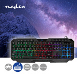 Nedis Wired Gaming Keyboard | USB Type-A | Membrane Nøgler | LED | QWERTY | ND layout | USB Drevet | Strømkabellængde: 1.30 m | Multimedia