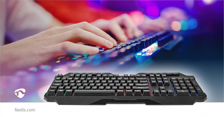 Nedis Wired Gaming Keyboard | USB Type-A | Membrane Nøgler | LED | QWERTY | ND layout | USB Drevet | Strømkabellængde: 1.30 m | Multimedia