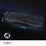 Nedis Wired Gaming Keyboard | USB Type-A | Membrane Nøgler | LED | QWERTY | ND layout | USB Drevet | Strømkabellængde: 1.30 m | Multimedia